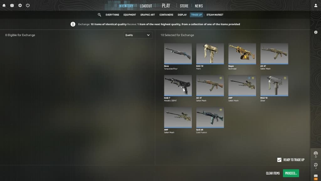 Your first CS2 trade up contract walkthrough